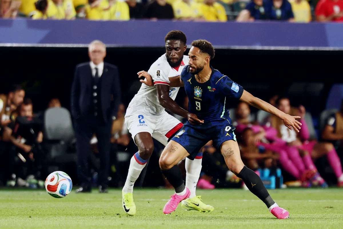 Matheus Cunha, no jogo Brasil x Haiti, da Copa do Mundo 2026. Foto: AFP