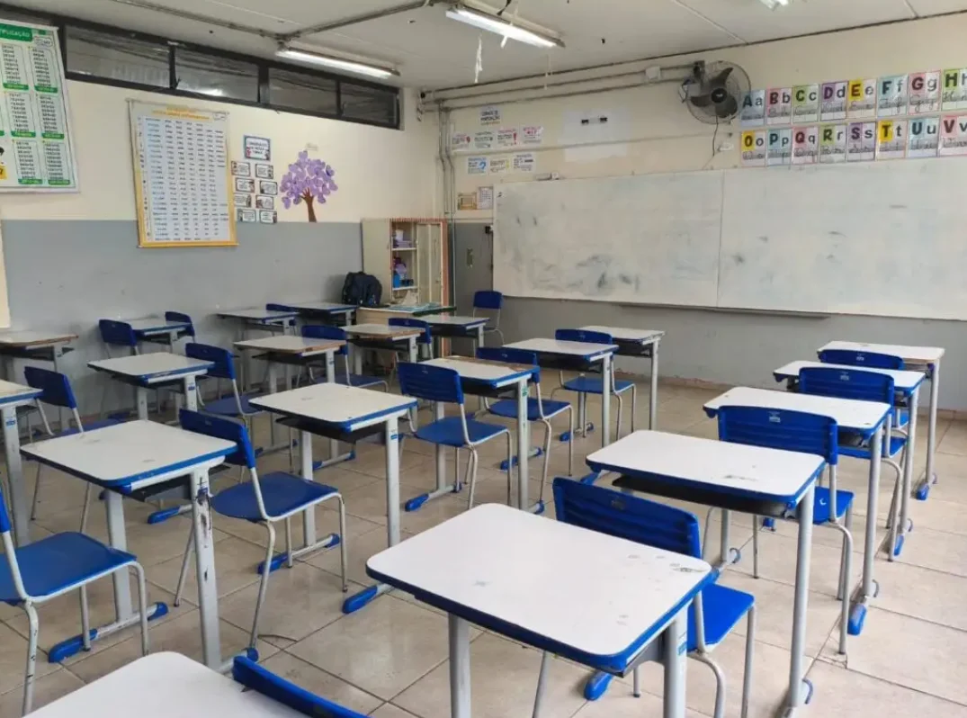Sala de aula do 2° ano do fundamental II, escola estadual Dr Honório Monteiro localizado no bairro Chácara Sonho Azul