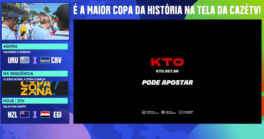 Publicidade da KTO na CazéTV é alvo de investigação da Senacon (Foto: Reprodução)