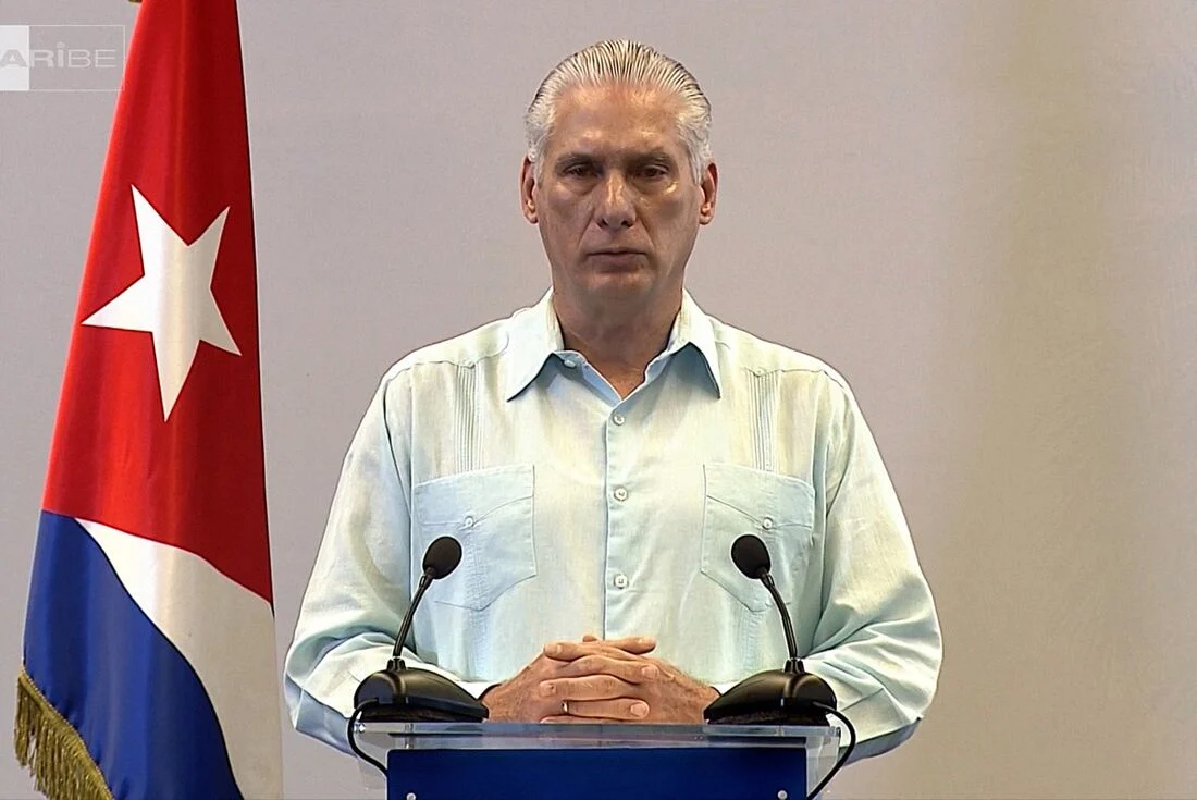 O presidente de Cuba, Miguel Díaz-Canel - Foto: Cuba TV / AFP