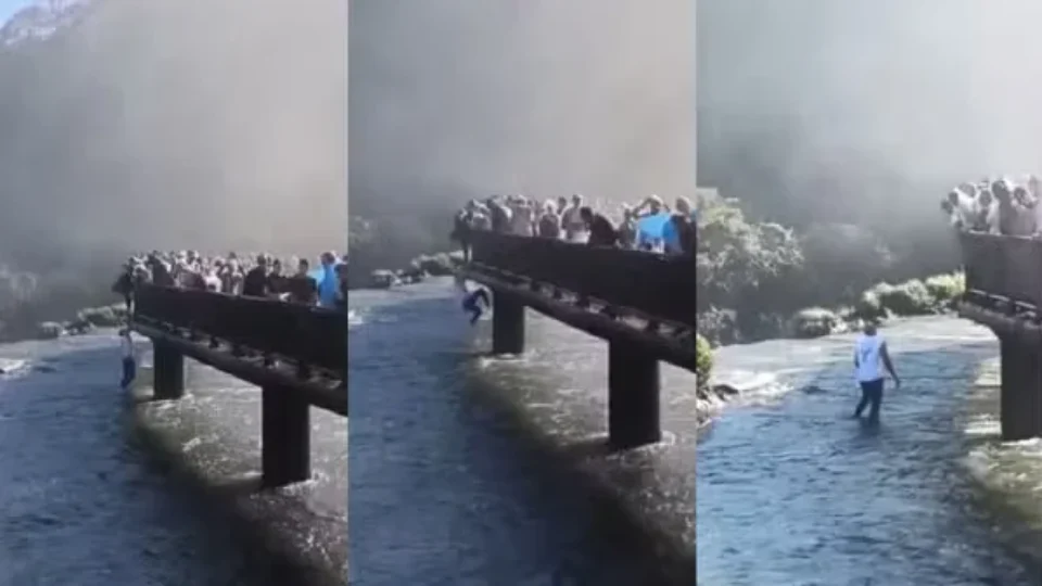 Novas imagens mostram turista que pulou nas Cataratas do Iguaçu para pegar celular