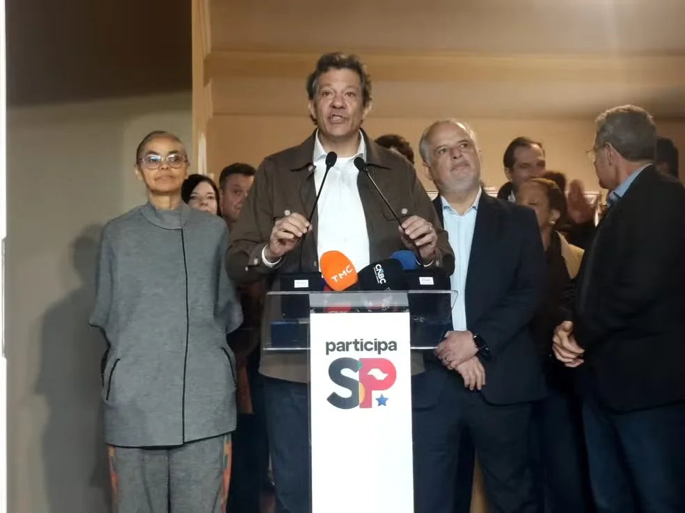 Marina Silva (Rede), Fernando Haddad (PT) e Márcio França (PSB) — Foto: Rodrigo Rodrigues/g1