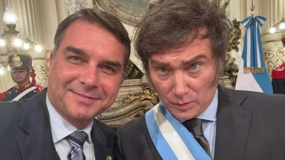 Milei diz que virá ao Brasil para lançamento da candidatura de Flávio Bolsonaro