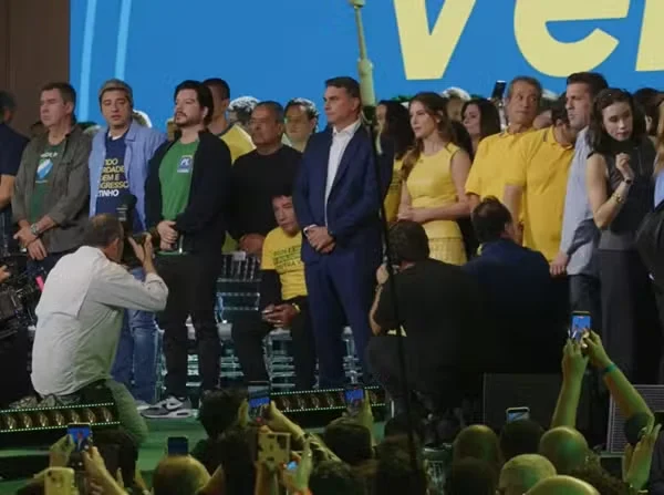 Convenção do PL para lançar Flávio Bolsonaro — Foto: Reprodução/Youtube/PL