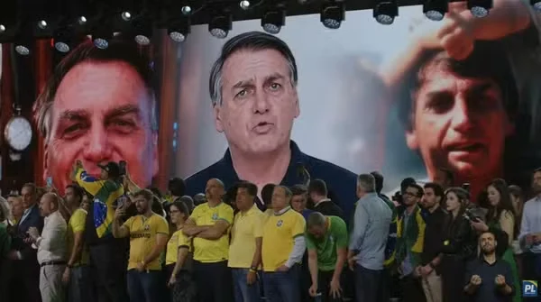 Convenção do PL exibe vídeo feito por Inteligência Artificial de Bolsonaro — Foto: Reprodução