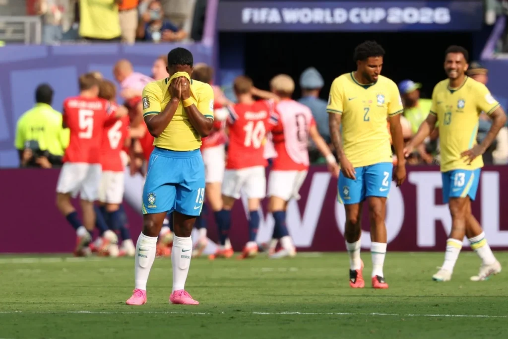 Seleção brasileira perde para a Noruega na Copa 2026. Foto: AFP