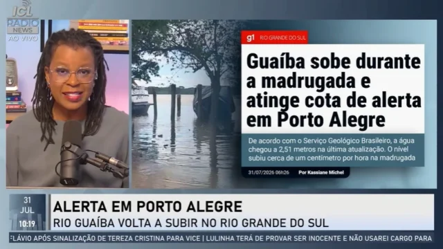 Rio Guaíba volta a subir após chuvas no Rio Grande do Sul. Roberta Garcia explica a situação