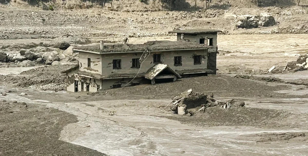 Enchente no Nepal. Foto: AFP