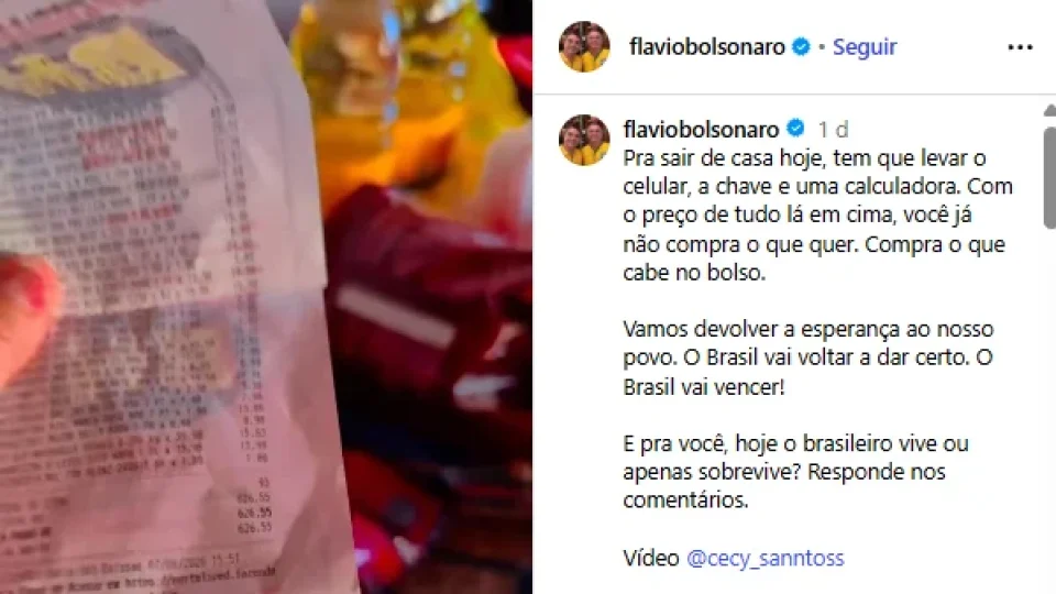 Flávio Bolsonaro replica vídeo enganoso sobre preços de mercado