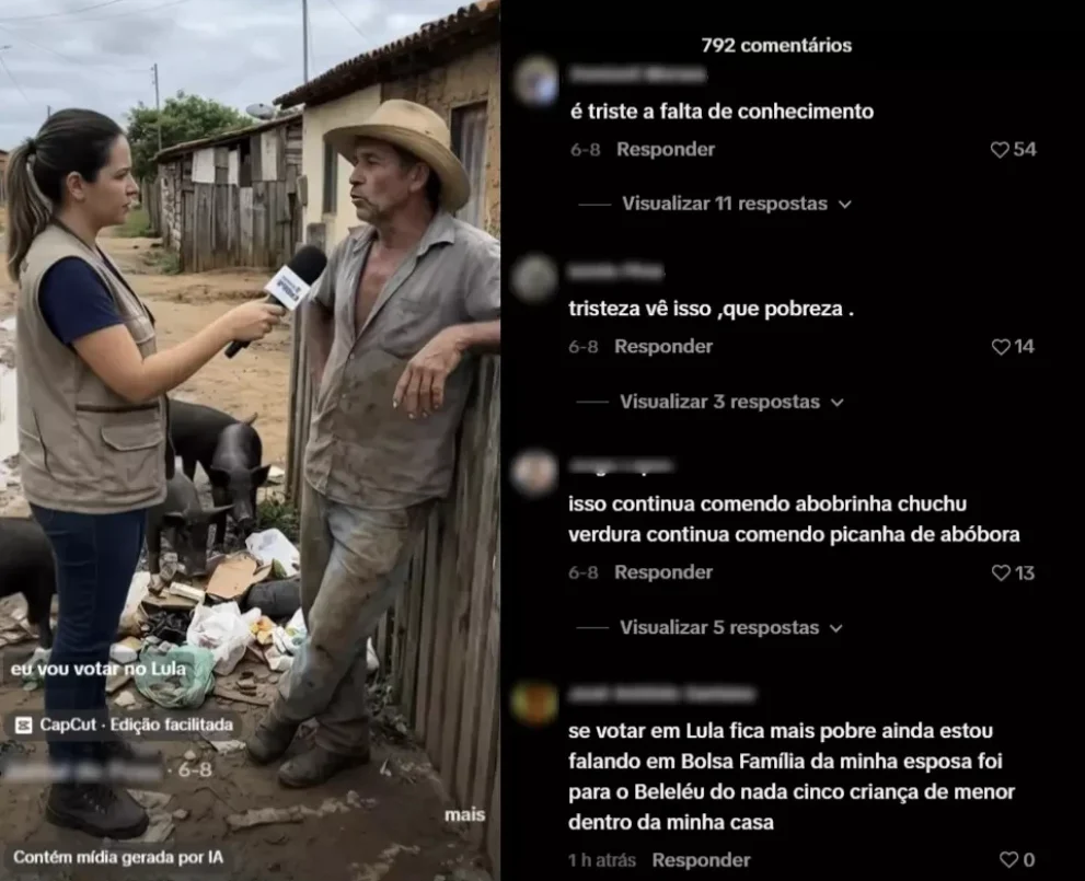 Apesar da plataforma indicar que houve uso de IA, usuários demonstram acreditar que gravação mostra pessoas reais