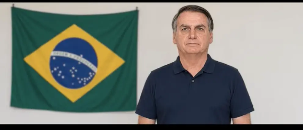 Um vídeo produzido com inteligência artificial e exibido durante a convenção do PL em 2026 tornou-se alvo de uma ação na Justiça Eleitoral. Créditos: Flávio Bolsonaro/Reprodução.