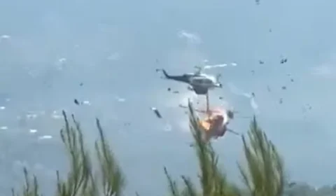 Helicópteros de combate a incêndios florestais colidem no ar na Grécia