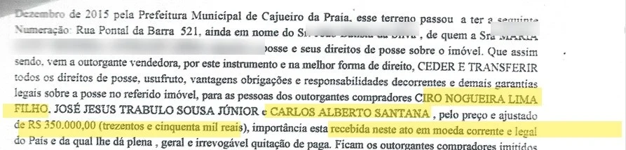 Escritura registra pagamento de imóvel no Piauí 