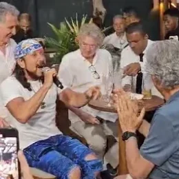 Líder de doações em 2026, Rei do Gás aparece em vídeo com Bell Marques e Ronaldo Caiado em festa privada