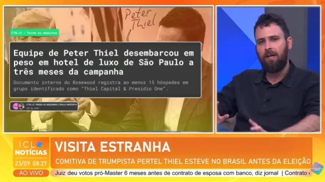 Grupo de Peter Thiel visita Brasil em meio à pressão dos EUA nas eleições. Análise de Paulo Motoryn