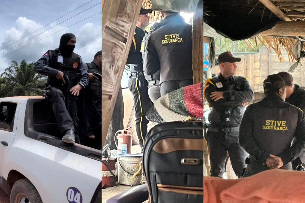 Seguranças privados ou agentes do Estado?; lideranças indígenas acusam PMs do Pará de atuarem como seguranças a mando da indústria da dendêcultura no Vale do Acará; eles encontraram fardas da PM em carro usado por empresa particular (Foto: Cedidas)