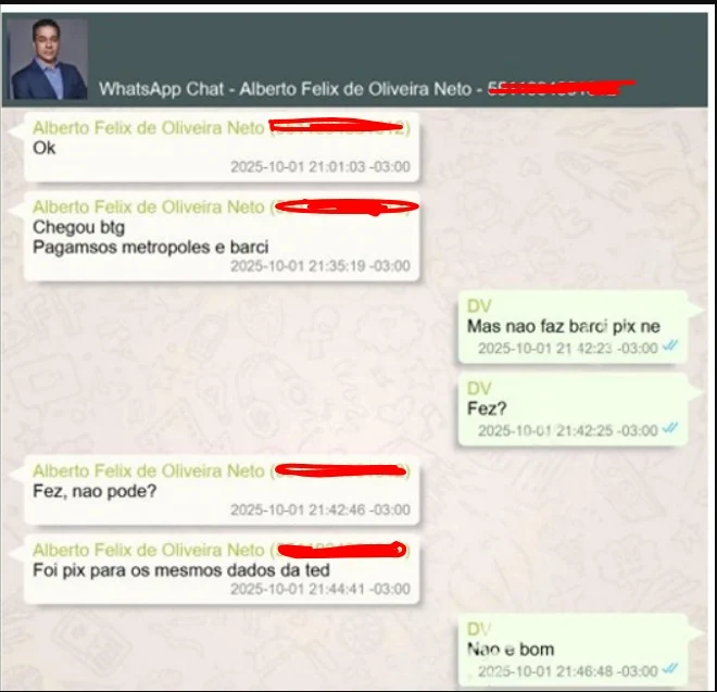 Vorcaro reclama de pagamentos por Pix a mulher de Moraes