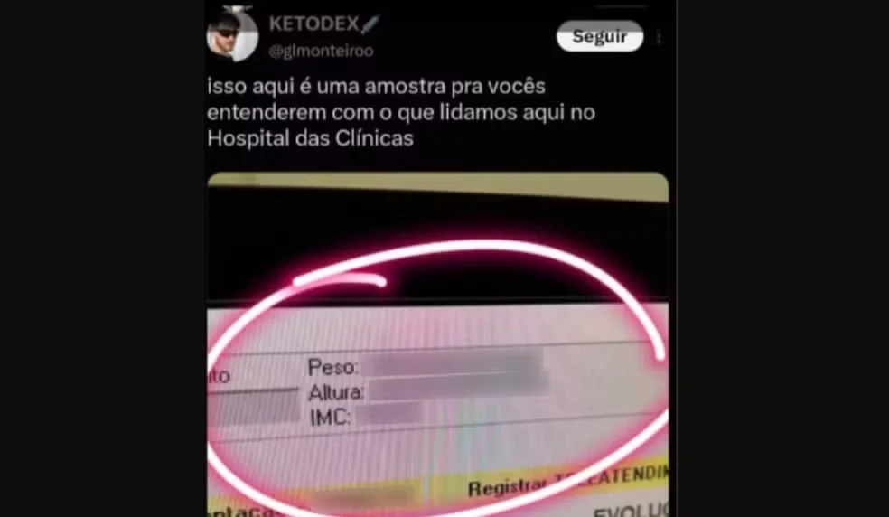 Médico expõe prontuário e faz piada com paciente; HC vê preconceito — Foto: Reprodução