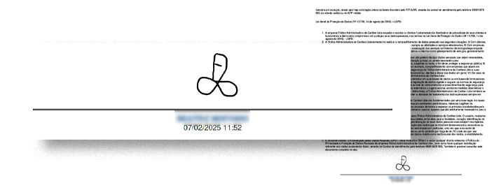 Contrato de cartão de crédito enviado à consumidora continha desenho de pênis no campo destinado à assinatura.(Imagem: Reprodução)