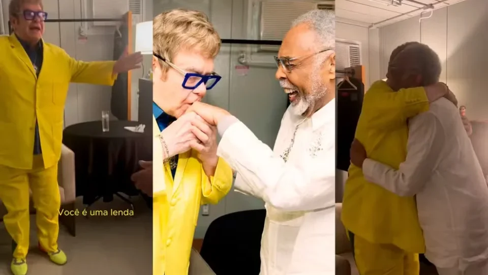 Elton John celebra encontro com Gilberto Gil no Rock In Rio: ‘Você é um homem brilhante’