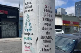 Protesto pró-Nossa Senhora e anti-Trump surge em pichações na zona sul de São Paulo