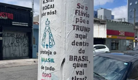 Protesto pró-Nossa Senhora e anti-Trump surge em pichações na zona sul de São Paulo