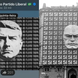 PL apaga propaganda de Flávio Bolsonaro semelhante à de Mussolini