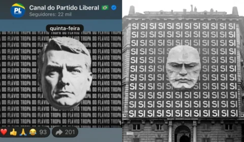 PL apaga propaganda de Flávio Bolsonaro semelhante à de Mussolini