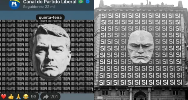 PL apaga propaganda de Flávio Bolsonaro semelhante à de Mussolini