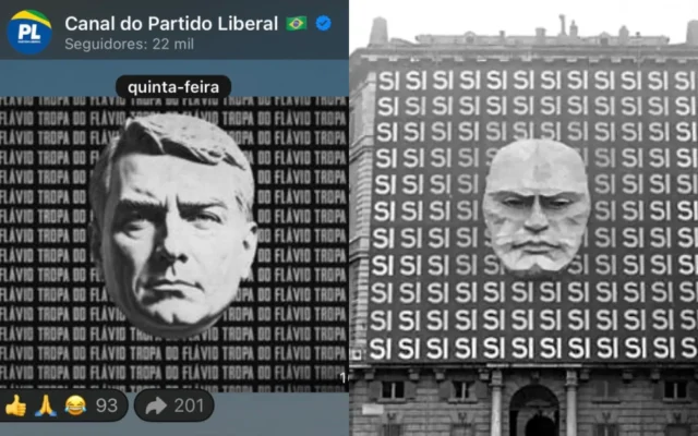 PL apaga propaganda de Flávio Bolsonaro semelhante à de Mussolini