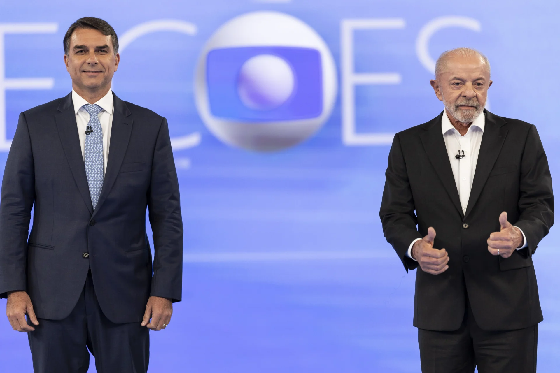 Flávio Bolsonaro e Lula no debate. Crédito: Eduardo Anizelli/Folhapress