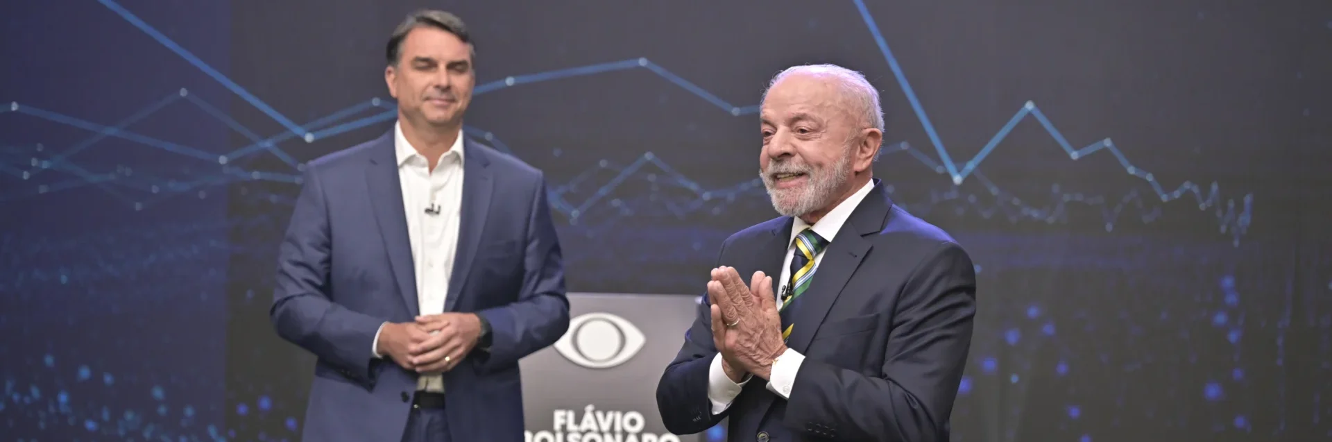 Lula e Flávio no debate da Band 2026