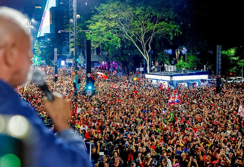 Presidente da República, Luiz Inácio Lula da Silva, durante discurso de reeleição, São Paulo (SP).Foto: Ricardo Stuckert