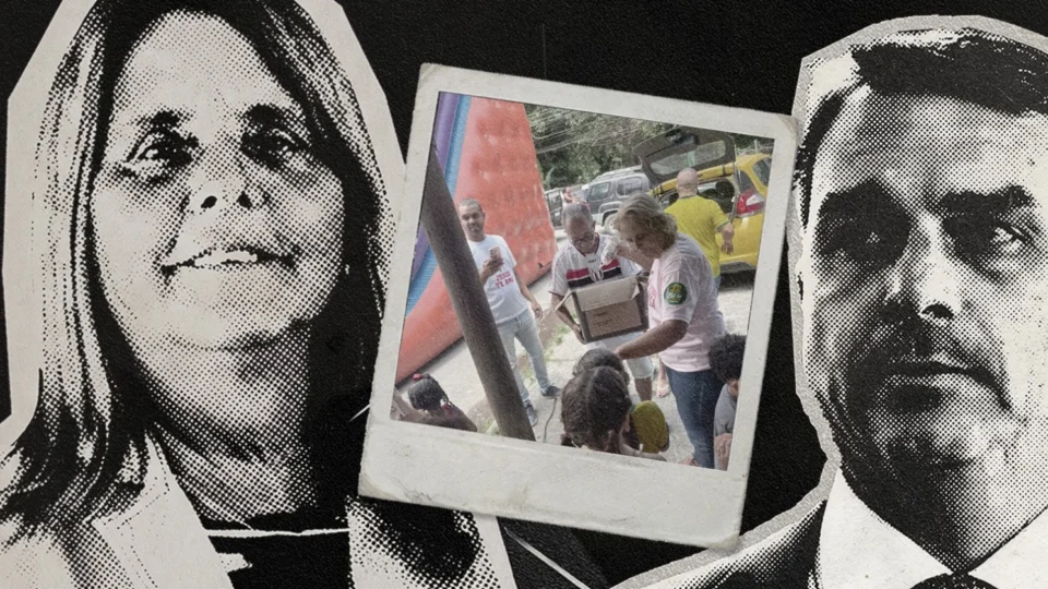 Ré por relação com milícia faz campanha para Flávio dando presentes a crianças