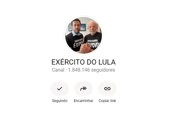 Canal de WhatsApp ‘Exército do Lula’, criado por Janones | Crédito: Reprodução