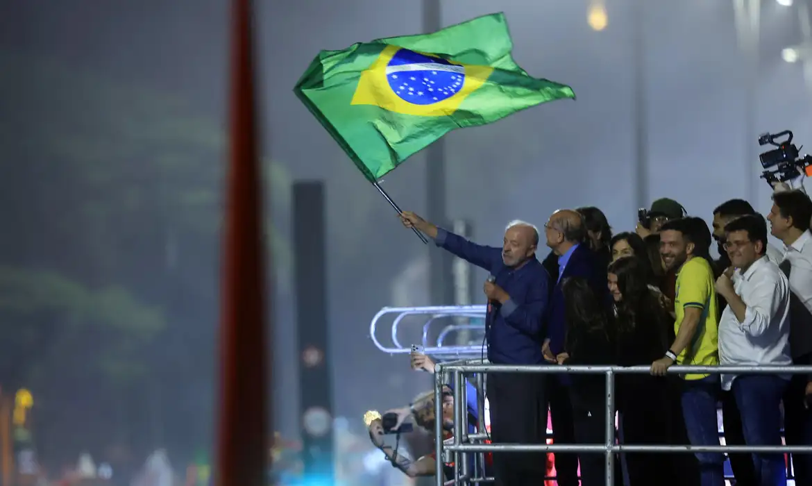 Presidente da República, Luiz Inácio Lula da Silva, durante discurso de reeleição, São Paulo (SP).(Paulo Pinto/Agência Brasil)