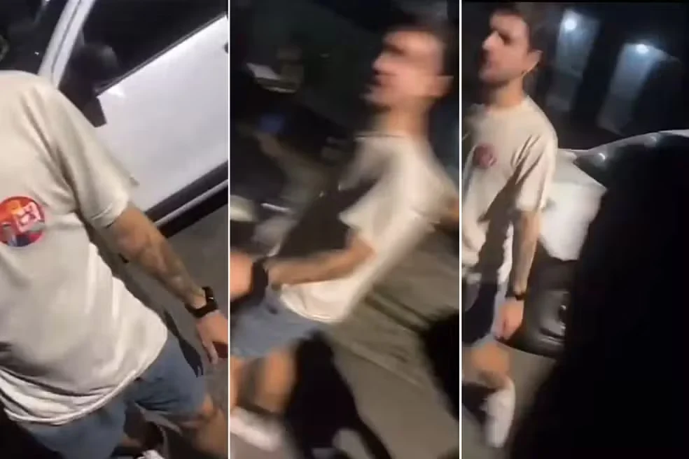 Grupo fez live agredindo e roubando engenheiro que se afastou de ato pró-Lula em Santos, SP — Foto: Reprodução