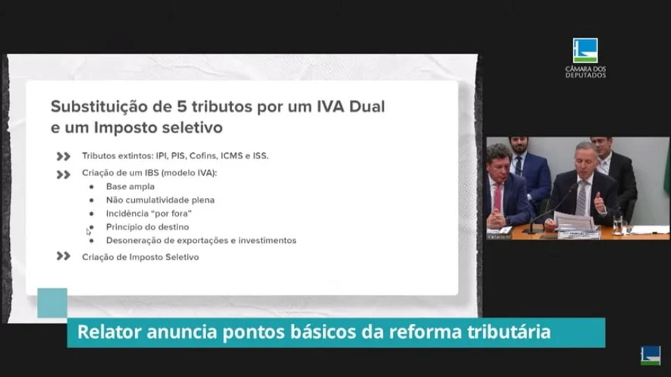 Relator da reforma tributária propõe IVA dual, imposto para produtos nocivos, ‘cashback’, alíquota menor para serviços essenciais e fundo para compensar perdas estaduais