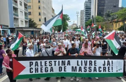 Manifestantes protestam na quinta em vários pontos do Brasil, contra Trump e a favor dos palestinos