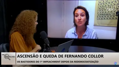 Evelin Argenta explica o processo de produção do podcast Collor x Collor.