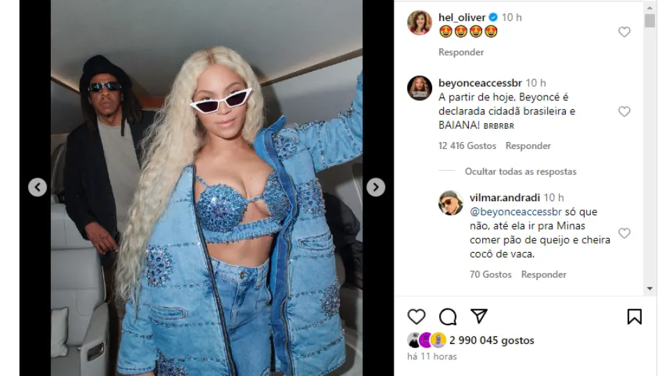 Beyoncé volta a causar nas redes sociais ao postar mais fotos da passagem pela Bahia