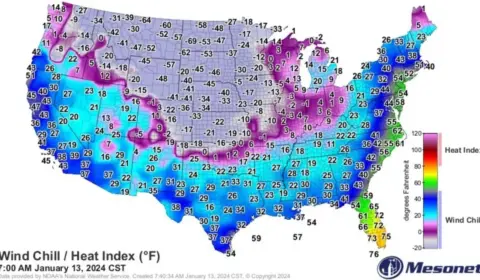 Temperatura varia 80 ºC nos Estados Unidos na mesma hora