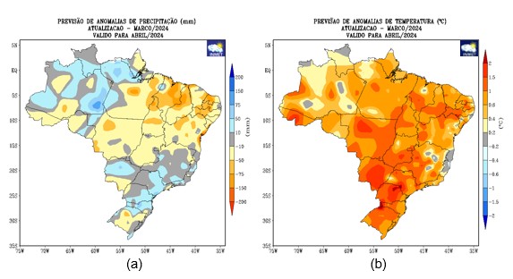 Tempo e temperatura em abril, segundo o Inmet