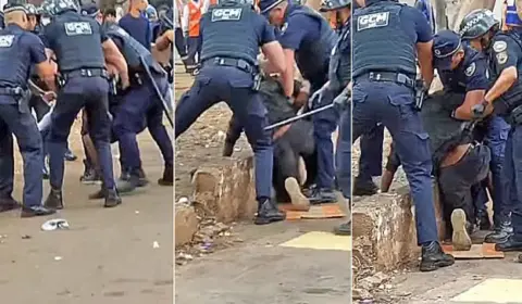 Guardas-civis agridem com chutes morador de rua no centro de SP