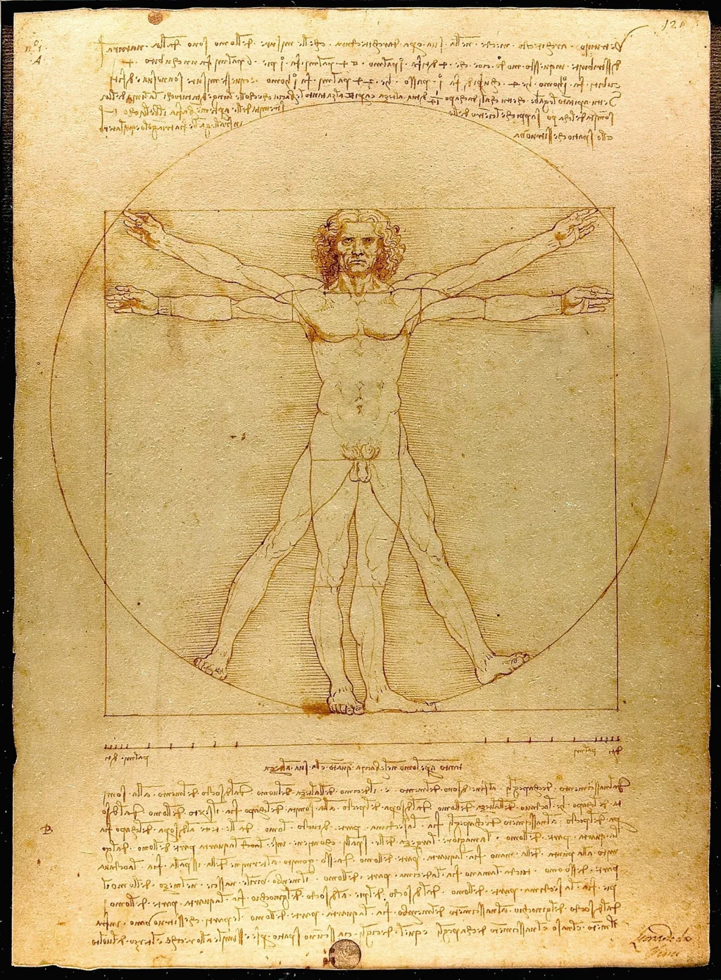 O desenho “Homem Vitruviano”, de Leonardo da Vinci, é um exemplo dos estudos sobre o corpo humano durante o Renascimento. Crédito: Creative Commons