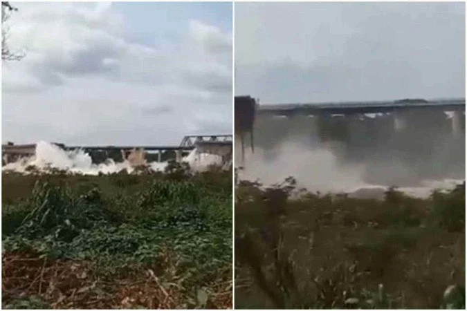 Queda da ponte que liga Tocantins ao Maranhão (Reprodução de vídeo)