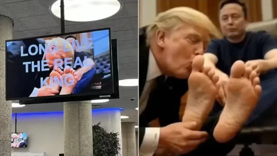 Hacker divulga em sistema do governo americano vídeo de IA em que Trump beija pés de Musk