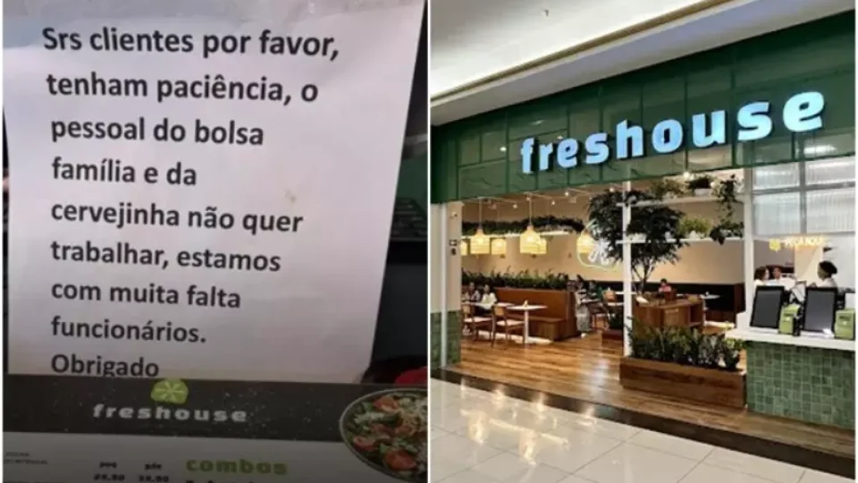 Restaurante deixa aviso culpando ‘pessoal do Bolsa Família’ por falta de funcionários