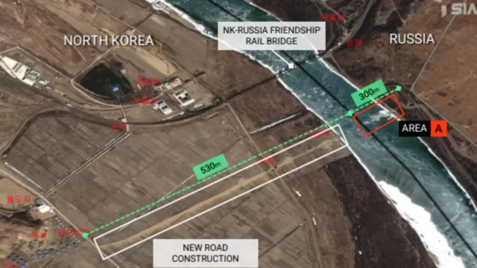 Imagem de satélite registra construção de ponte entre Rússia e Coreia do Norte