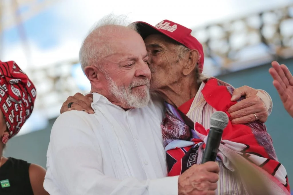 Esta foi a primeira visita do presidente a um acampamento do MST durante seu terceiro mandato – Lucas Bois/MST